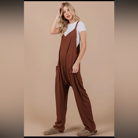 Boho waffle knit Harem Jumpsuit - Picture 2 of 5